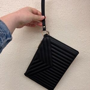 NEW a new day black pleather wristlet purse bag
